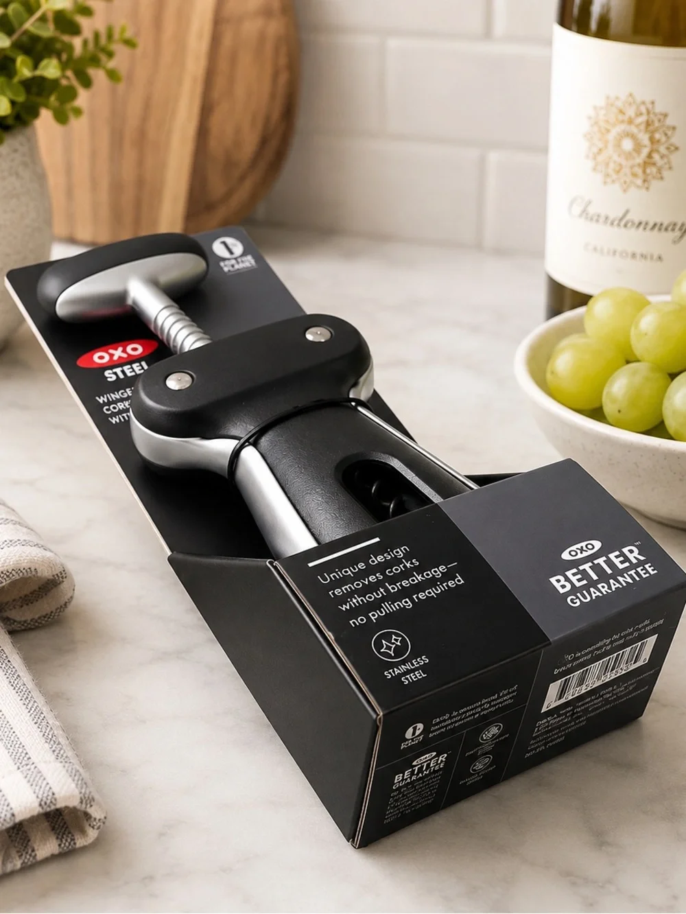 OXO Steel Winged Corkscrew with Removable Foil Cutter | New & Unopened